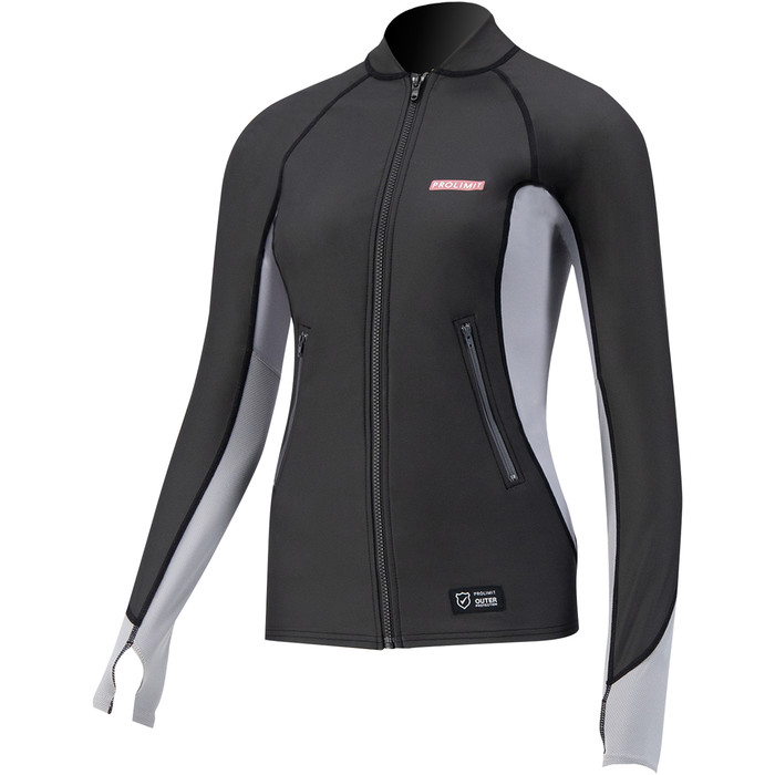 2023 Prolimit Womens 1.5mm Loose Fit Splash Wetsuit SUP Top 14710 - Black / Grey